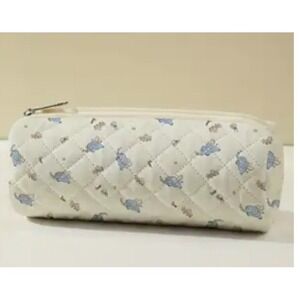 Quilted Cosmetic Bag Makeup‎ Pencil Case Pouch Blue Elephants Pattern